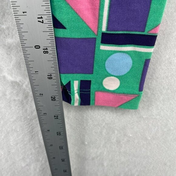 LuLaRoe Leggings Girls Sz L/XL Green Retro Geometric Shape Elastic Waist Stretch - Picture 5 of 12